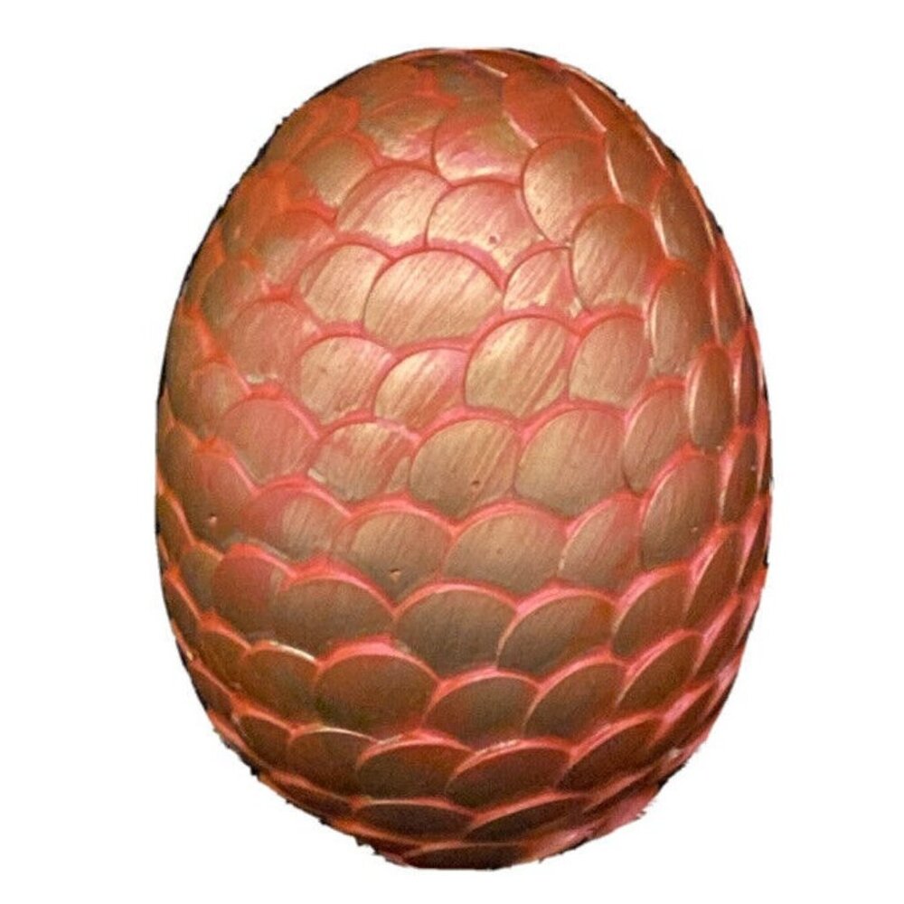 Handmade Orange Pink Iridescent Dragon Egg 2.5" Gold Metal Scales